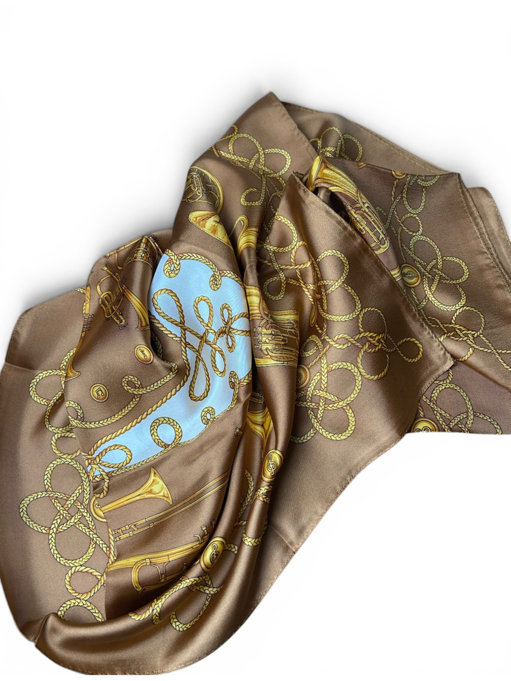 Vintage 100% Silk Trumpets Scarf Made in Japan